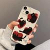 Чехол для телефона с красным сердцем и черным котом для iPhone 17 16 15 14 Plus 13 12 11 Pro Max Прозрачный ТПУ Защитный Модный Чехол с Узором Питомца