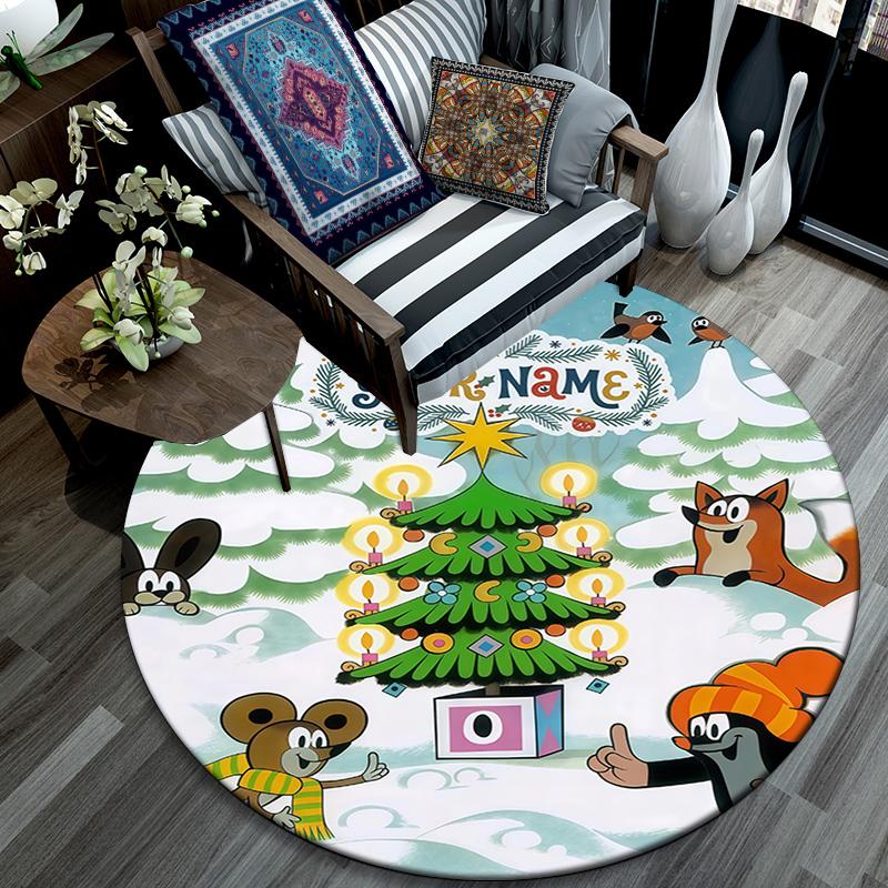 Custom Name,Mole pattern round rug,Carpet Rug for Living Room Bedroom Playroom ,Non-slip Floor Mat,Holiday Gifts and Birthday Gifts.