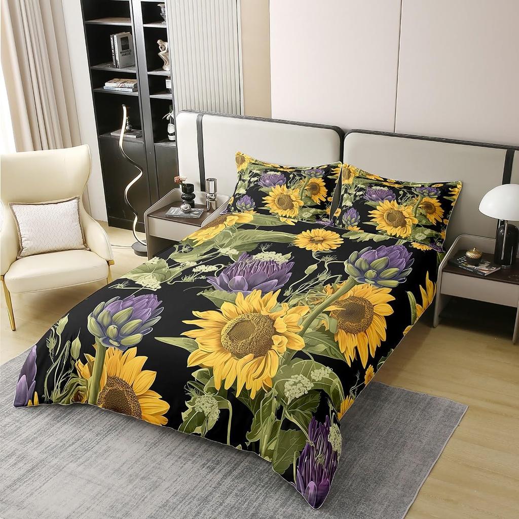 Botanical Floral Duvet Cover Queen King Size Floral Quilt Cover Bedding Set Teen Adult Room Decor Nature Theme 3 Piece Set