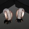 Designer Rose Gold Geometric Stud Earrings with Austrian Crystals for Women