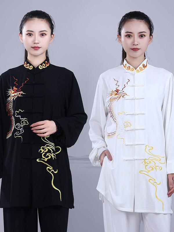 Унисекс куртка для Тай Чи и боевых искусств Hongji, эластичный хлопок, с рисунком Дракона – Весна/Осень