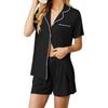 Европейский и американский повседневный женский короткий кардиган с лацканами и комплектом пижамы с шортами