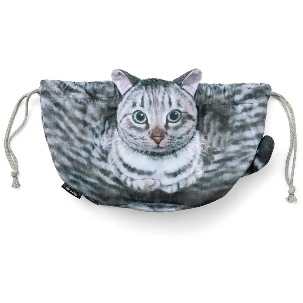 Cat Shaped Cat Cosmetic Bag Organizer Coin Pouch Purse Toiletry Storage Bag Decoration Cat Drawstring Travel Makeup Bag