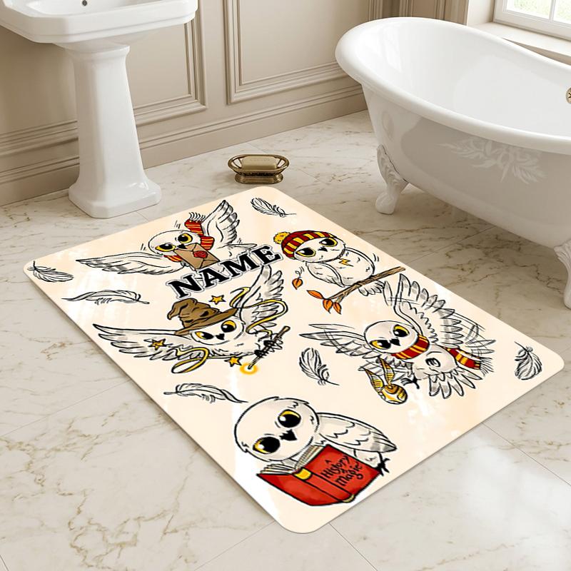 Custom Name Owl Art Living Room Non-Slip Area Rug Soft Carpet for Bedroom Kids Playroom Sofa Office Home Decor Doormat