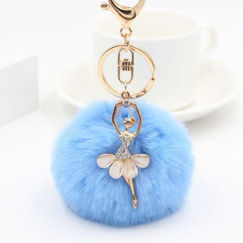 Key Ring Ballet Angel Girl keychain Little Angel Car keychain Fake Fur Key Chain Fur Ball Keyring