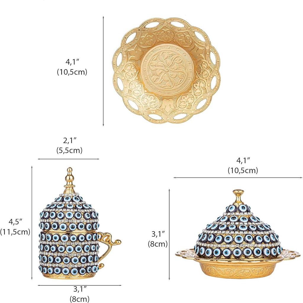Кофейный сервиз из шести предметов Белое золото Посеребренный каменный кофейный сервиз Сглаз Медный кофейный сервиз с вышивкой