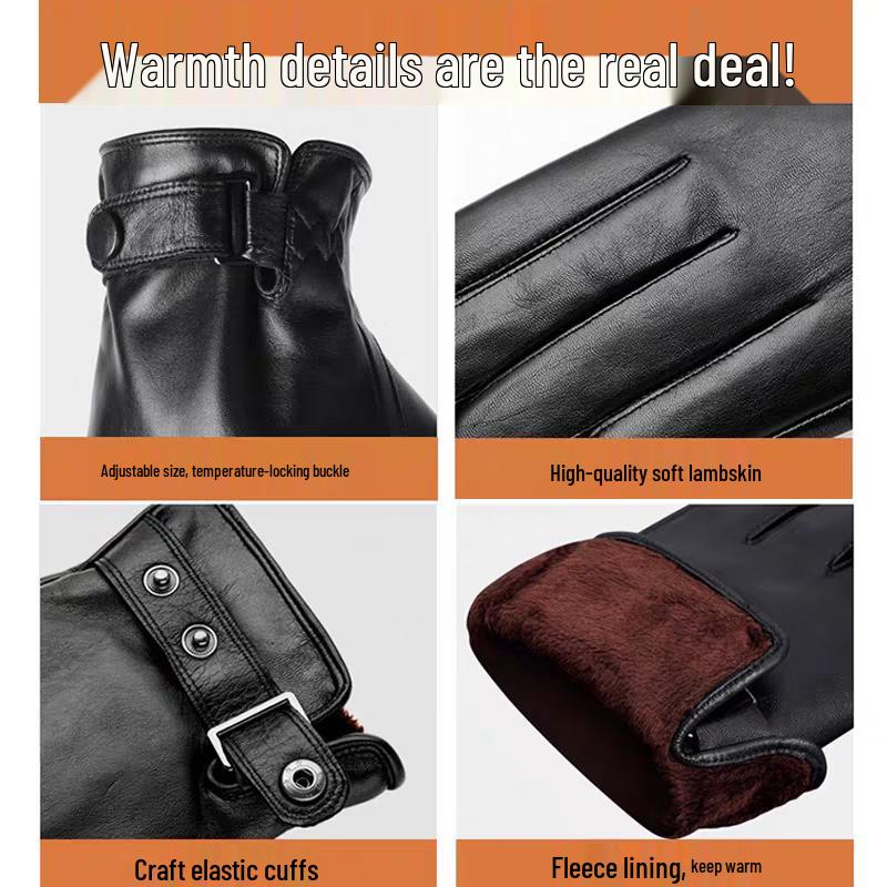 Мужские зимние перчатки из овчины с сенсорным экраном для вождения