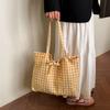 Korean Plaid Shoulder Bag Lightweight Shopping Bag Simple Plaid Tote Bags  for Women