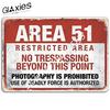 Area 51 Restricted Area No Trespassing Beyond This Point Metal Wall Sign Plaque Warning, Alien, Conspiracy Theory - 8x12 Inch