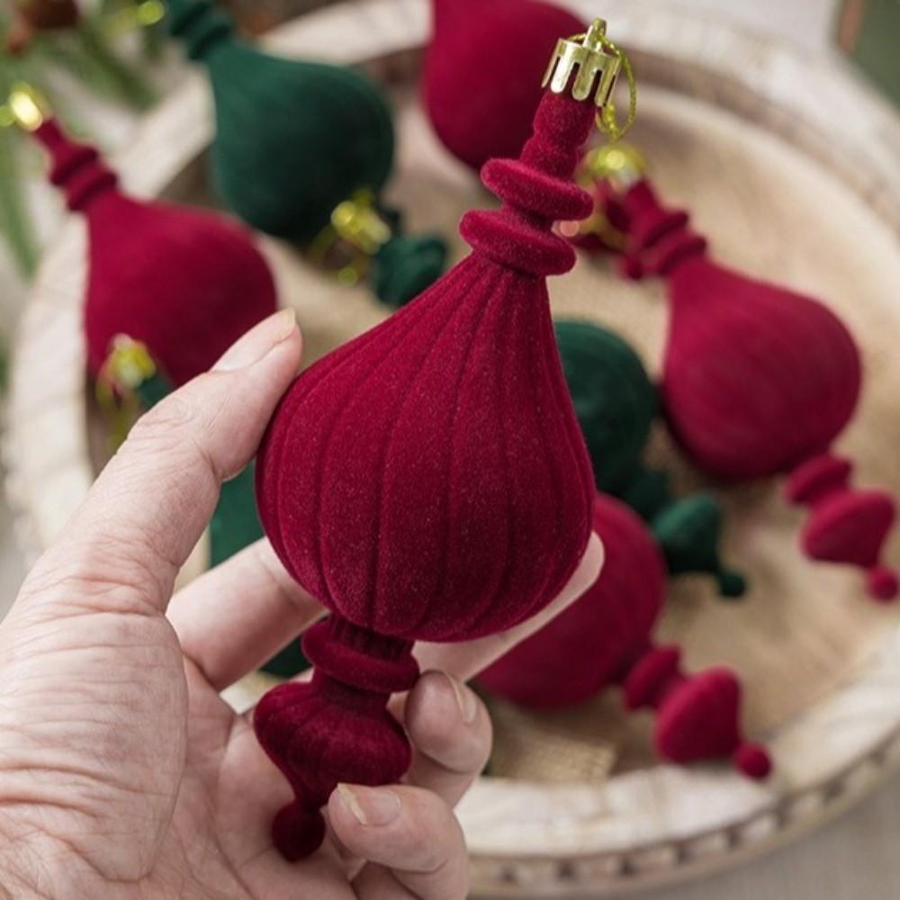 6pcs/Box DIY Crafts Painted Christmas Tree Ornaments Velvet Ball Ornaments Home Tree Decor