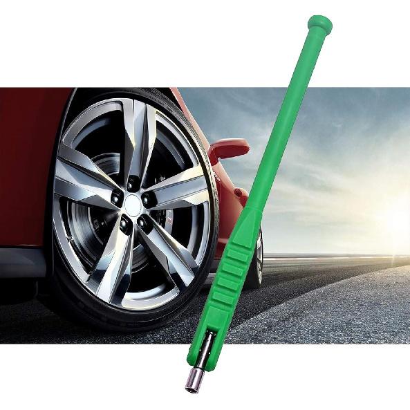 BASIKER Tire Valve Stem Puller Tool No Scratch With Valve Core Tool Green Perfect Replacement For Universial Car Valve Stem Extenders Straight Metal