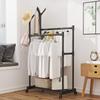 Multifunctional Bedroom Storage Racks Movable Double Rod Clothes Rack Telescopic Floor Hangers Wheeled Shoe Hat Hanger For Door