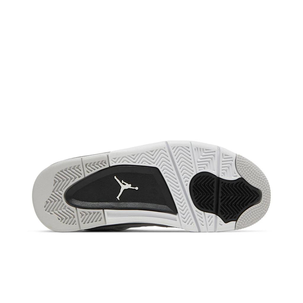 Air Jordan 4 Retro для школьников 'Military Black' (унисекс) Детские баскетбольные кроссовки Белый / Черный / Нейтрально-серый 408452 111