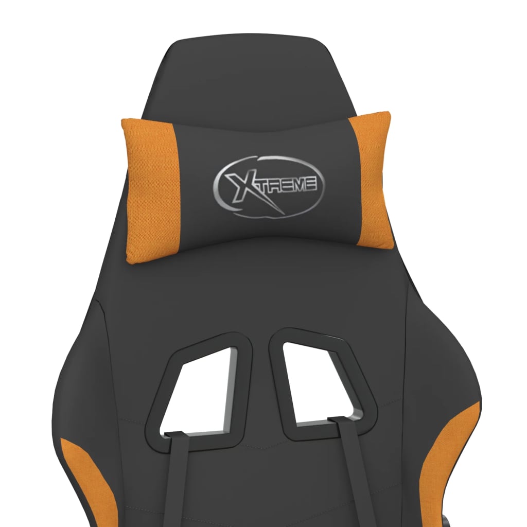 Gaming Chair with Massage Function Black and Orange Fabric