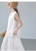 Old money style high-end design sleeveless shirt+half skirt two-piece set summer elastic waist multi-layer long skirt