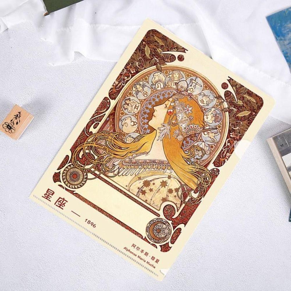 Папка-презентация Папка L-образной формы Серия «Забавные известные картины» Документы Органайзер для бумаги Сумка для хранения Папка для файлов A4 Настольный