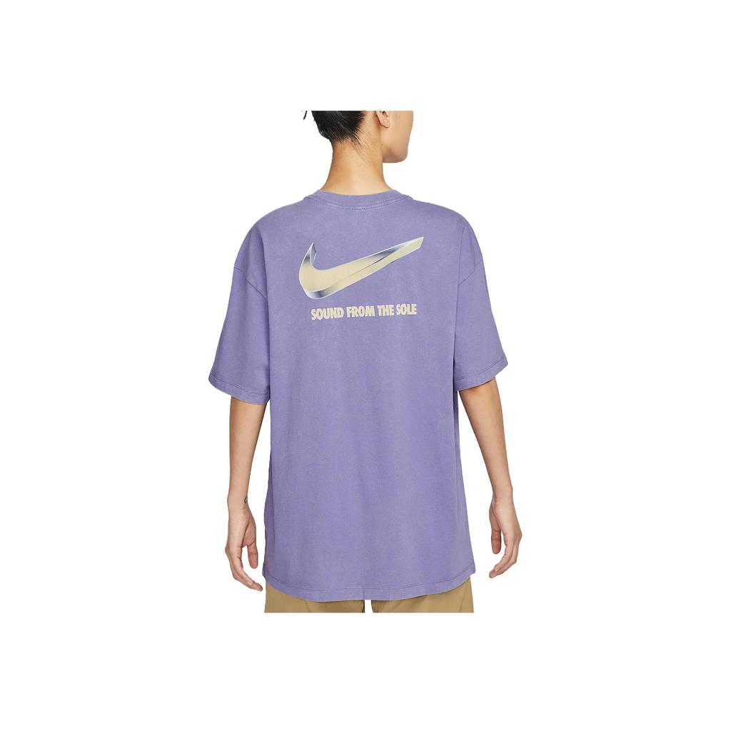 Nike Мягкая Удобная Модная Универсальная Дышащая Футболка с Коротким Рукавом и Круглым Вырезом Свободного Кроя Женские Топы Фиолетовый HF9692-527