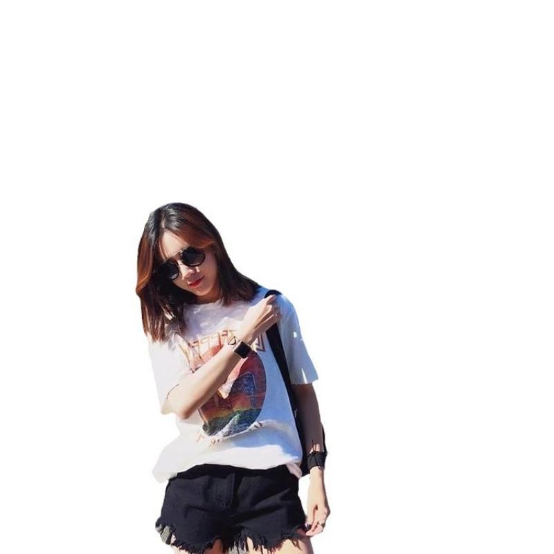 Rough Edge Super Shorts Women's Summer New Trendy High Waist Ripped Hot Pants Thin Hot Pants Black Denim Shorts