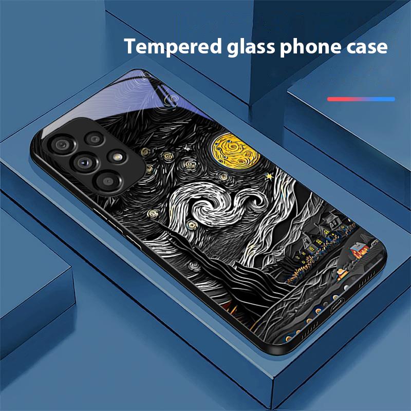 Ретро Масляная Живопись Для Samsung Galaxy S 8 9 10 20 Plus 21 FE 22 23 24 Ultra S7 Edge Черный Чехол для Телефона из Закаленного Стекла Твердый Чехол