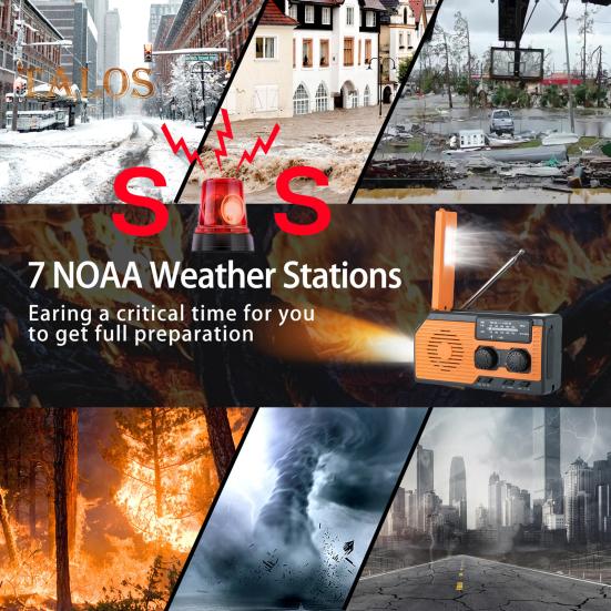 Аварийное солнечное радио с фонариком SOS сигнализация IPX3 водонепроницаемый многофункциональный ручная рукоятка AM/FM метеорологическое радио