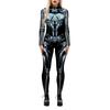 Women Skeleton Robot 3D Printing Bodysuit Zipper Back Halloween Costume Full Body Bodysuit New Years Eve Romper 2024