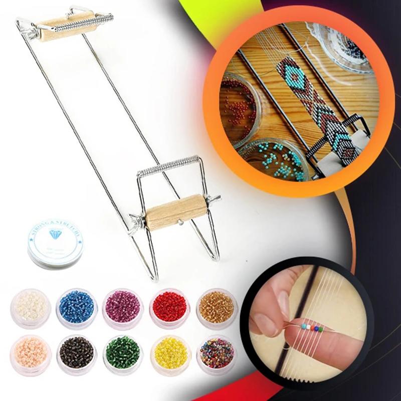 DIY Wood Weaving Beading Loom Kit for Jewelry Bracelet Handmade Knitting Machine Wood Alloy Material
