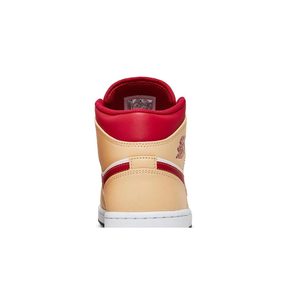Air Jordan 1 Mid 'Light Curry Cardinal Red' (Unisex) White Onyx / White / Cardinal Red / Light Curry Vintage Basketball Shoes 554724 201
