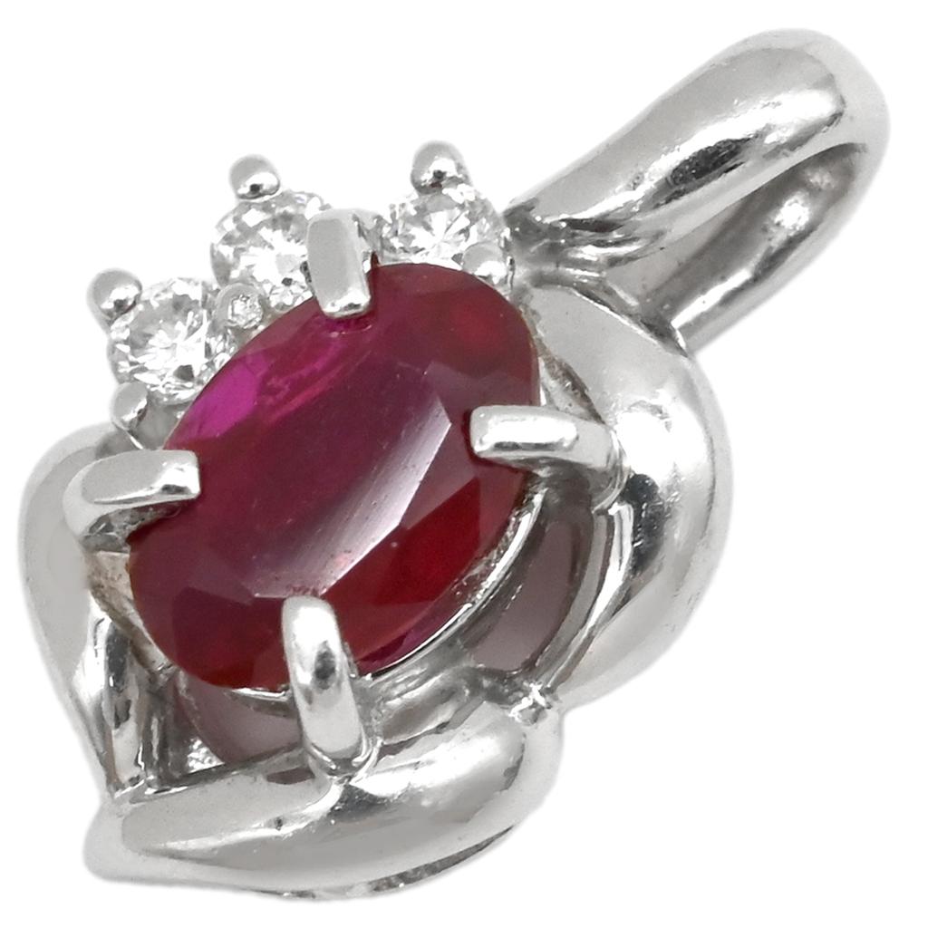NON BRAND - Ruby 0.75ct DiamondPendant top Pt900/Ruby Array