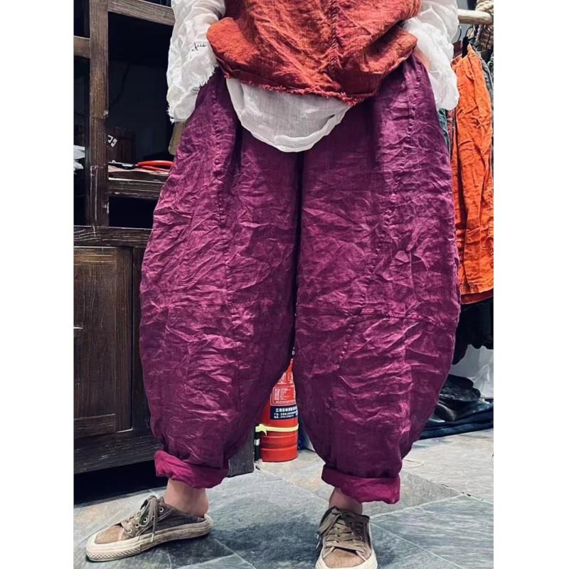 Johnature Женские брюки гаремы однотонные с эластичной талией, карманами, в стиле пэчворк, летние свободные брюки длиной до щиколотки