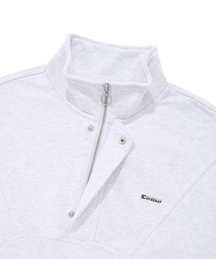 COVERNAT Oversized Chevron Sweat Anorak Heather Grey