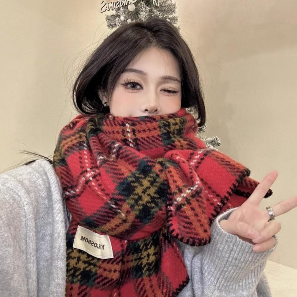 Soft Vintage Check Warm Shawl Vintage Check Fall Winter Neck Wrap Women Plaid Scarf Girls