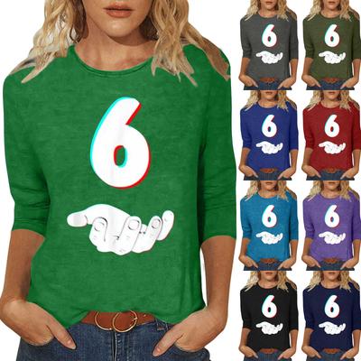 Женский повседневный, стильный, сексуальный, удобный топ с круглым вырезом и рукавом три четверти