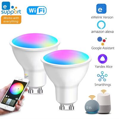 Умная светодиодная лампочка-прожектор Ewelink GU10 Smart RGB CW WW WiFi с регулировкой яркости, управлением через приложение и голосом, совместимая с Alexa Google для умного домашнего освещения
