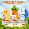 3 Pcs Emotional Support Crochet Animals Handmade Inspirational Crochet Dolls with Motivational Cards and Wood Bases Unique