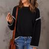 Women Sweater Elegant O-neck Long Sleeve Pollover Winter Patchwork Ladies Commuter Outwear