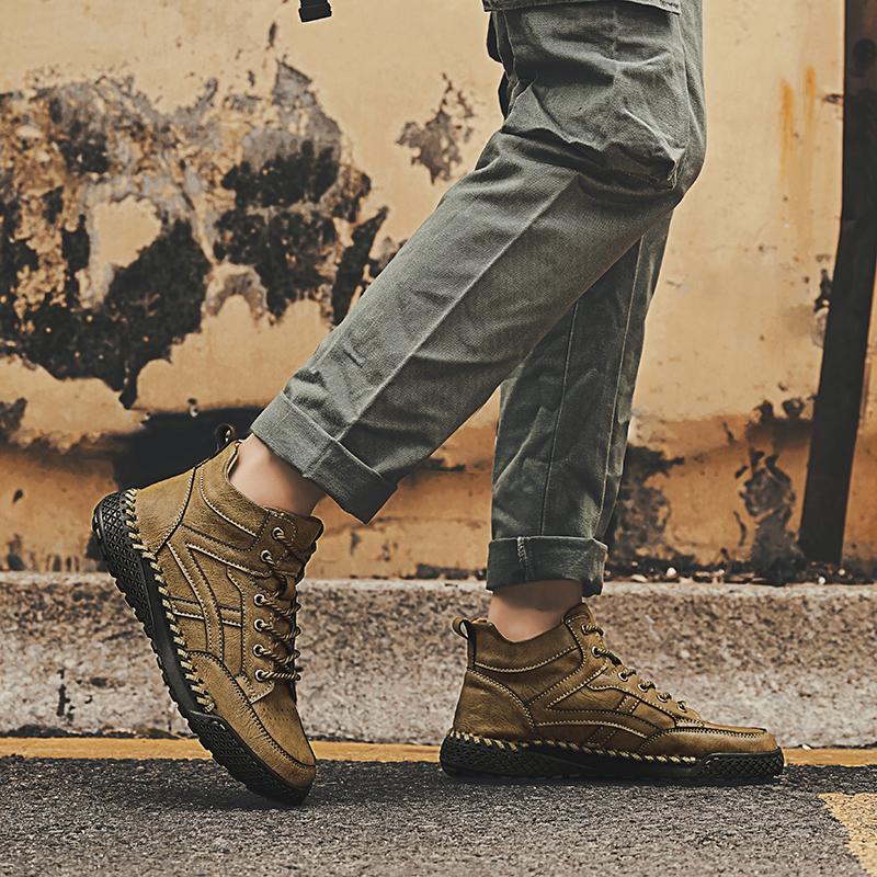 Men Leather Fashion Low Top Hiking Shoes 2024 Male Lace-Up Comfortable Sale Winter Boots Classic Luxury Brand Outdoor Ankle Boot