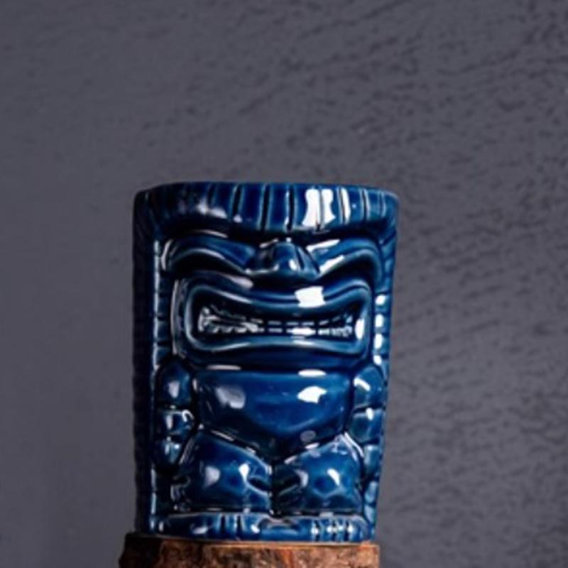 60ml Creative Cocktail Cup Tiki Mug Whiskey Liquor Mugs 2pcs Set Bule Ceramic Hawaiian Wine Glass Party Personalized Decorations