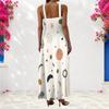 Women Plus Size Scoop Neck Strappy Sleeveless Pink Purple Printed A Line Maxi Dress