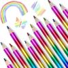 8/16 Pcs Rainbow Colored Pencils, 4 Color In 1 Pencil .Suitable for Schools, Students, Sketching, Doodling, Coloring, Painting.