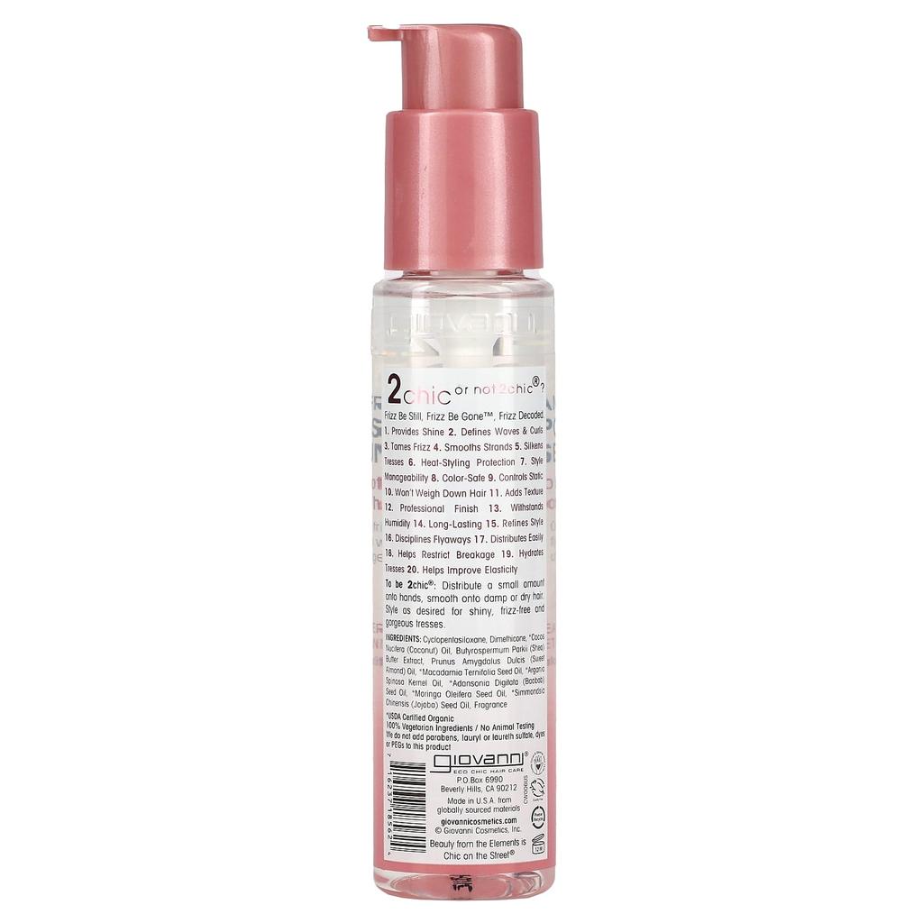 Giovanni 2chic, Frizz Be Gone, сыворотка для полировки против вьющихся волос, мягко улучшает состояние непослушных волос, масло ши + масло сладкого миндаля, 81 мл (2,75 жидких унций)