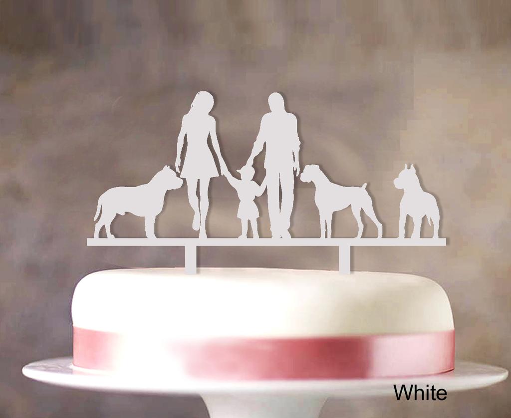 Изготовленный на заказ топпер для семейного торта с собаками, силуэт свадебного торта, топпер для украшения торта, вариант, доступный 6 "-7" дюймов
