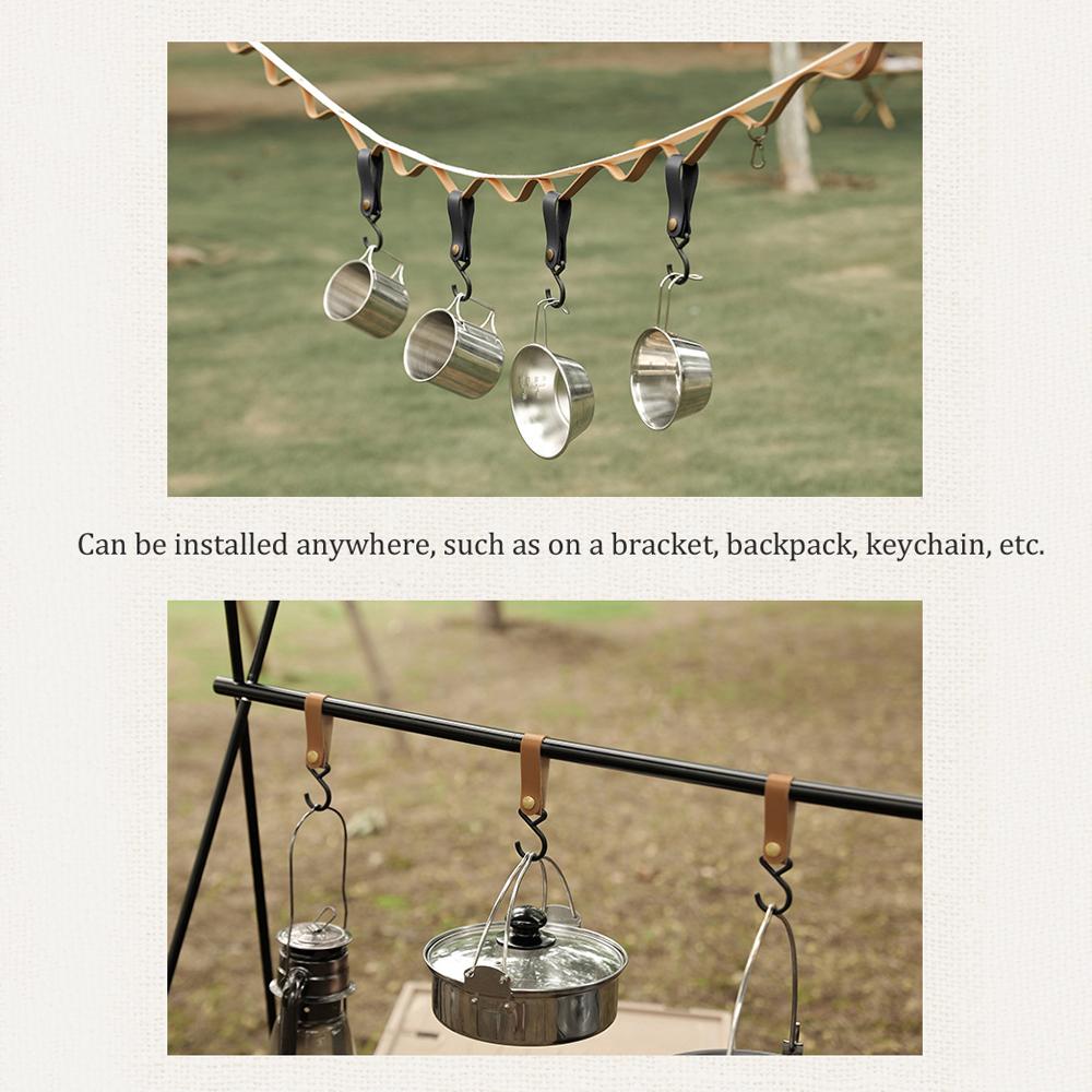 Портативный уличный крючок, S-образный крючок для кемпинга, пикника, подвесной крючок из искусственной кожи, брелок для ключей, стеллаж для хранения, полка