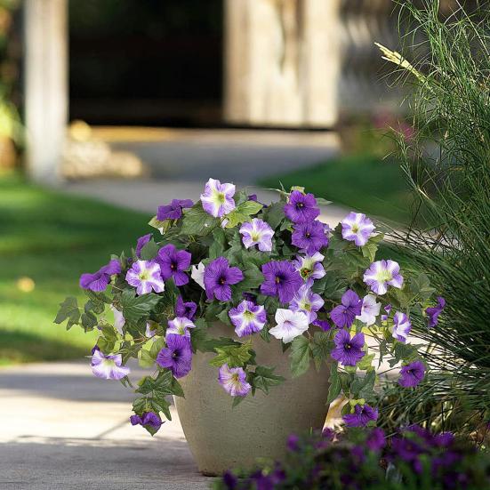 2 шт. Подвесные искусственные ипомеи, устойчивые к УФ-излучению, реалистичные поддельные пластиковые цветы, свадебная вечеринка, сад, настенный декор, искусственное цветение