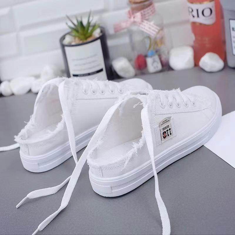 1pair Flat Convenient Canvas Casual Sneaker Comfort Lace-Up Board Shoes Low Top