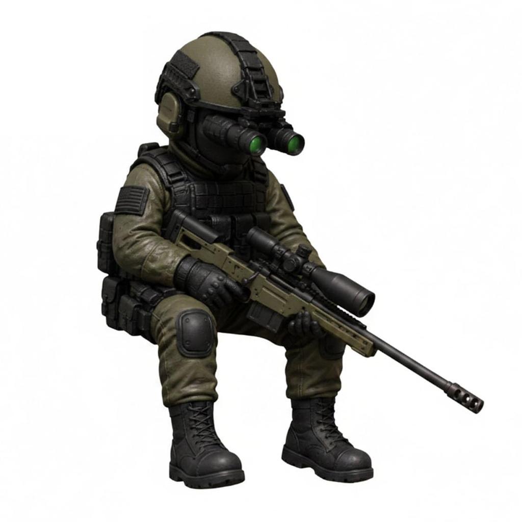 Tactical Sniper Mini Figurine Exquisite Craftsmanship Special Forces Statue for Household Adults Men Indoors Bedroom Use