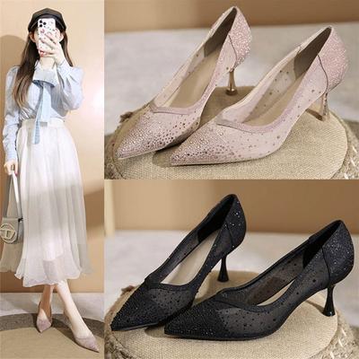 Дышащая сетка туфли на высоком каблуке женские летние новые высококлассные ципао французский темперамент красивые сандалии