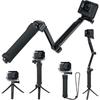 3 Way Tripod for Go Pro Hero 12/11/10/9/8/7/6/5/4/3/2/1 Session and Other Action Cameras, Detachable Extendable Selfie Stick Pole with Hand Grip Stand