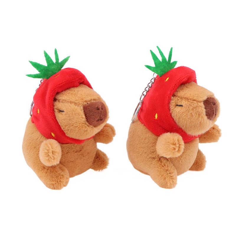 Cute Capybara Plush Toy Cartoon Kapybara Guinea Pig Pendant Soft Stuffed Doll Backpack Keychain Bag Car Key Ring Decor Kid Gift