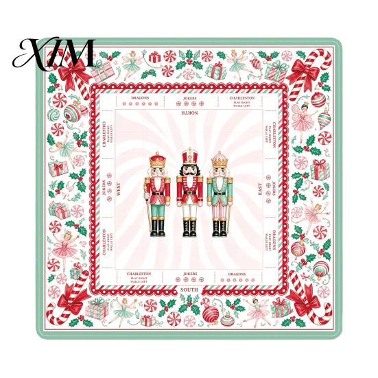 Noise Reducing Game Pad Christmas Mahjong Table Mat, Non-Slip Rubber American Reduction Poker Mat Waterproof Cover for Poker, Card, Board & Tile Games