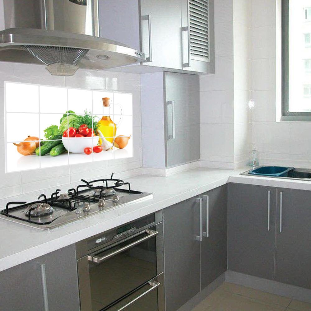 Наклейка Водонепроницаемая антимасляная пятно на кухонную плитку Наклейки на кухонную плитку Украшения для кухни Овощи Lecythus